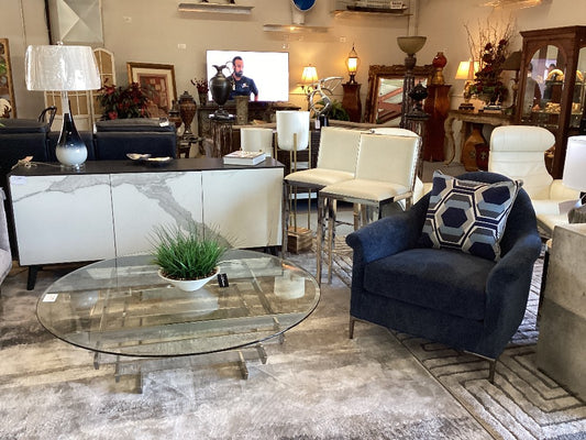 Stickley Blue Fabric Accent Chair|3219