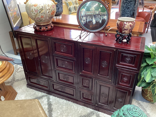 Asian rosewood console with 2 way sliding drawers|3393