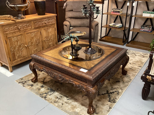 Coffee table with glass inlay 42 X 42|3482