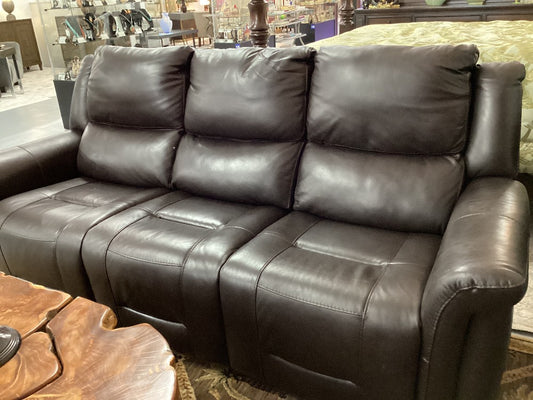 Brown leather electric reclining sofa|3524