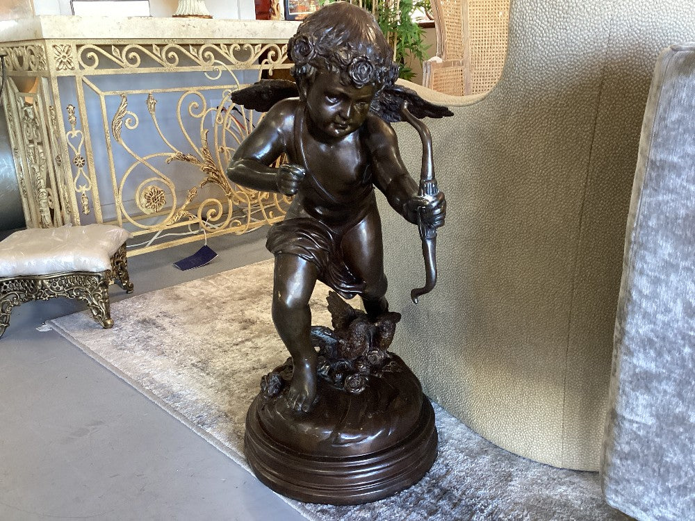 J. Daste signed bronze cherub statue|3545