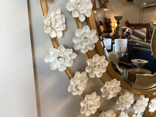 Porcelain flower framed mirror|3547