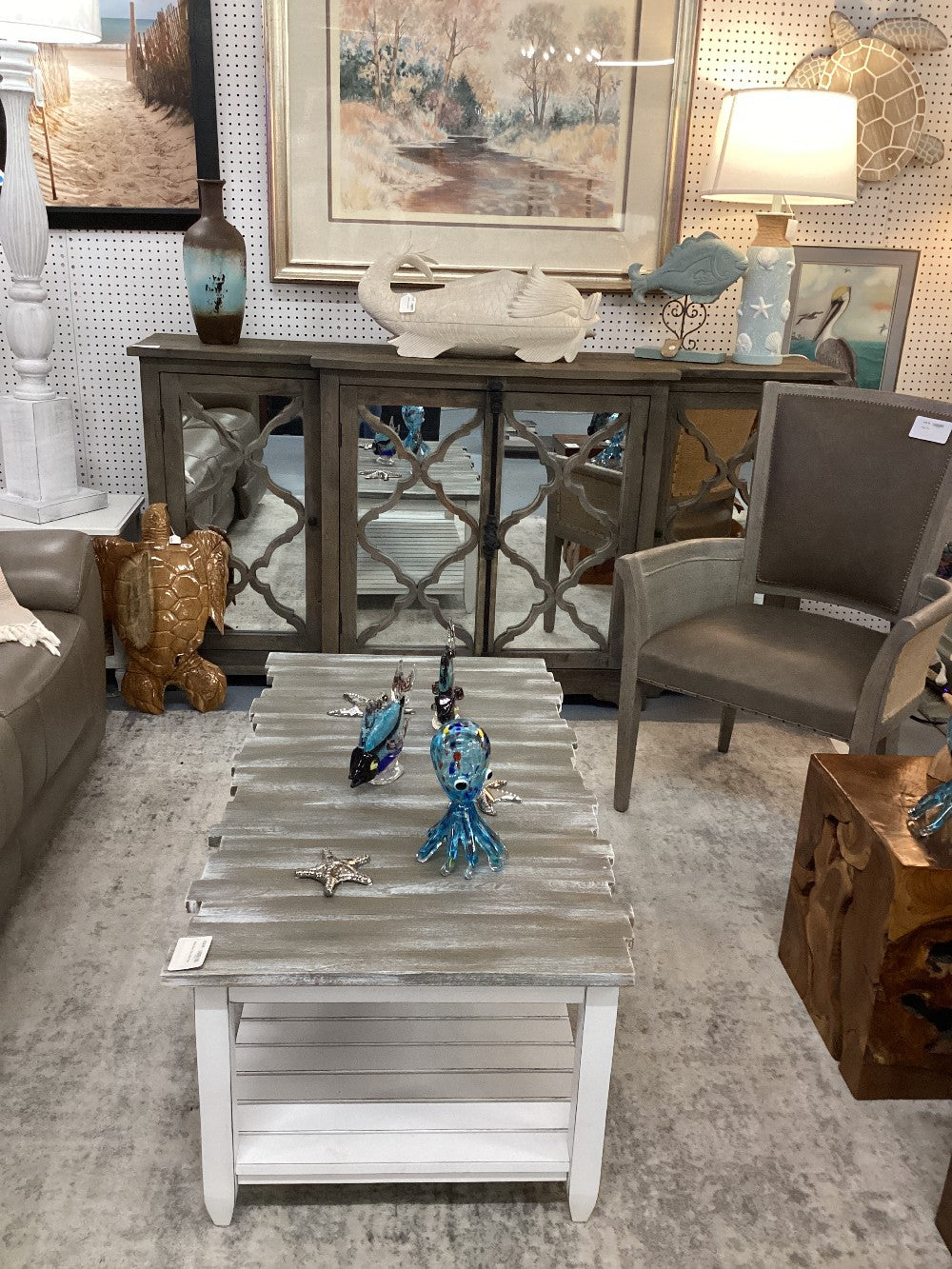 White/ Grey Coastal Coffee Table. L 45 D 25|3583