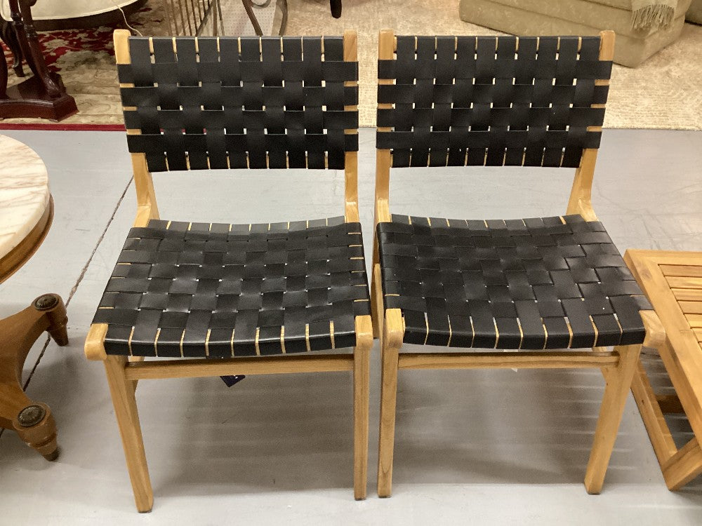 4 Safavieh black strap leather chairs|3759