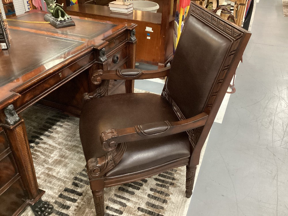 Decorative leather and wood chair|3763