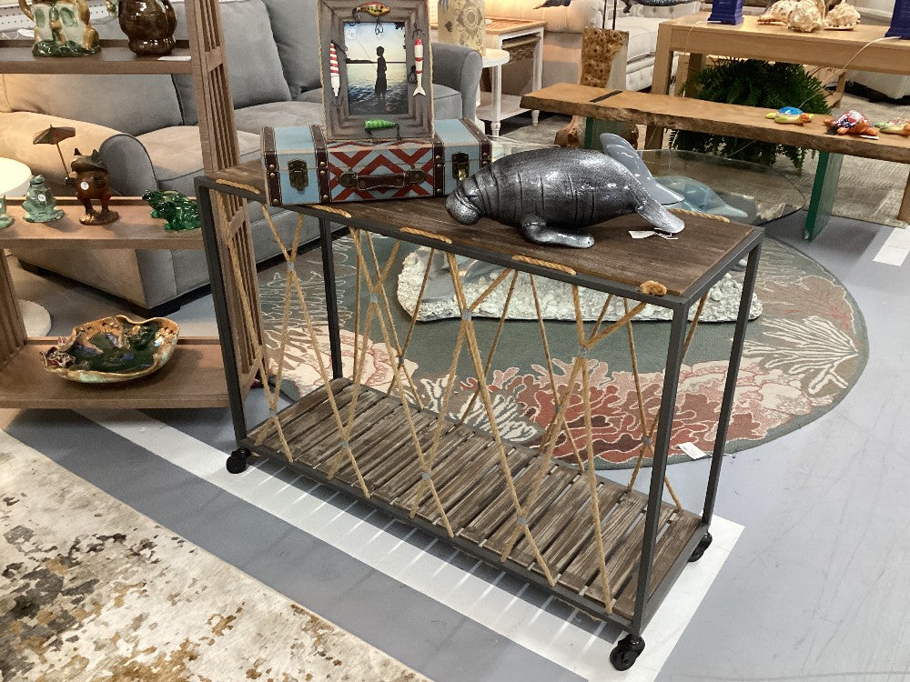 Rope rolling console table|3928