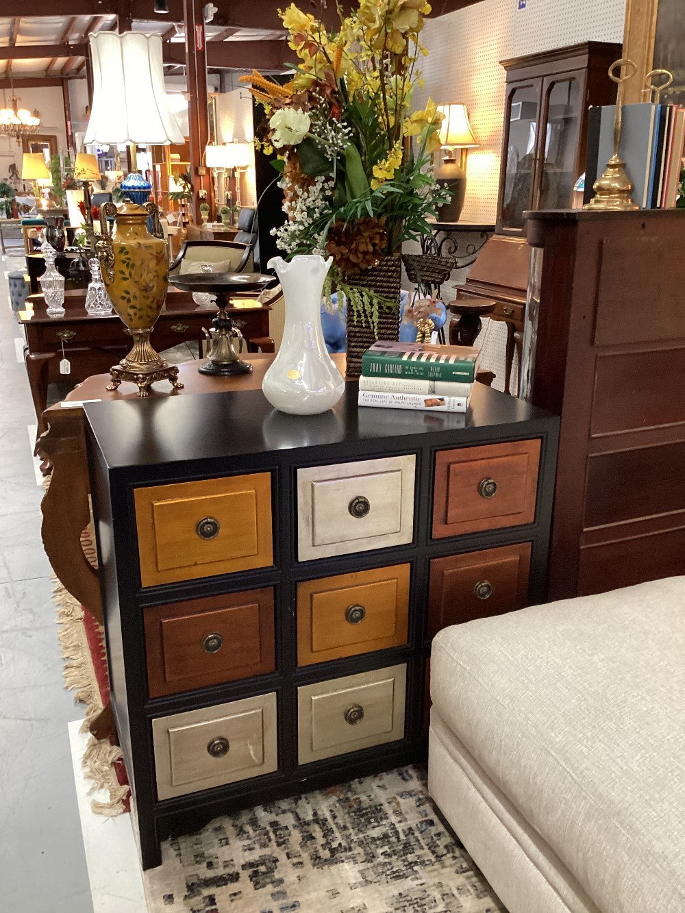 Black chest with 9 metallic drawers|4318