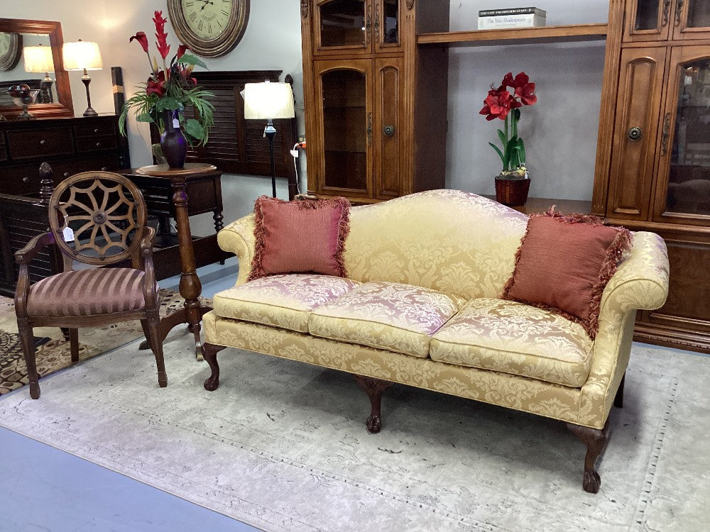 Ethan Allen camel back sofa|4390