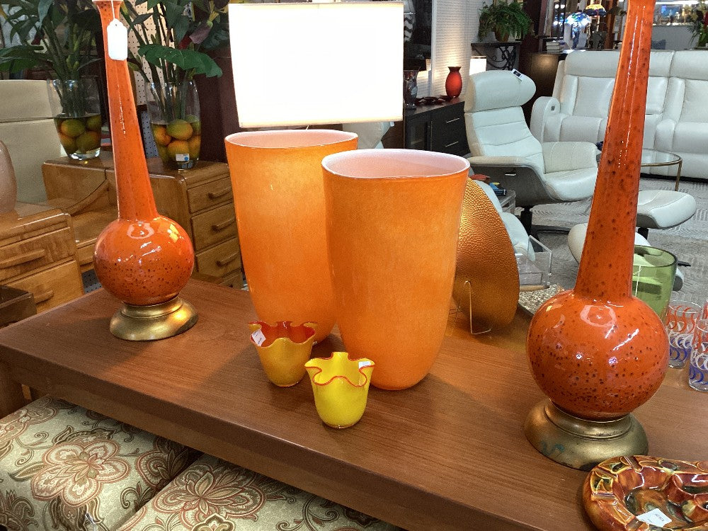 Orange glass vase|4532