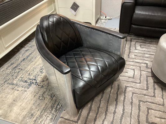 Aviation black leather chair|4660