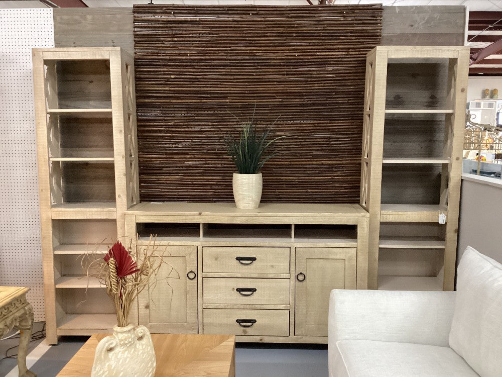 Pair of cream wooden bookshelves|4762