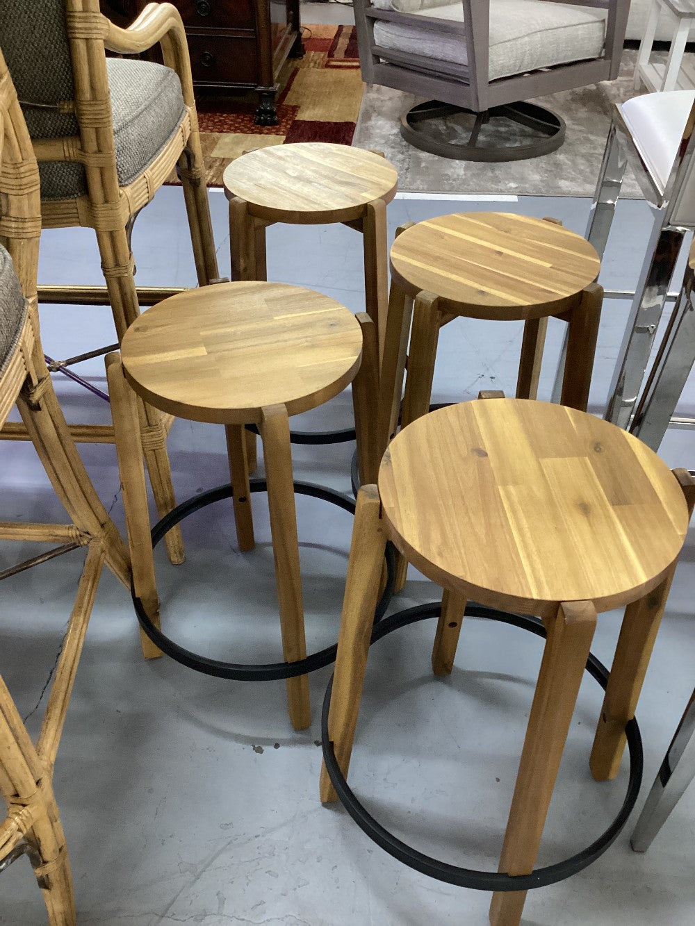 Set of 4 wood farmhouse barstools|4788