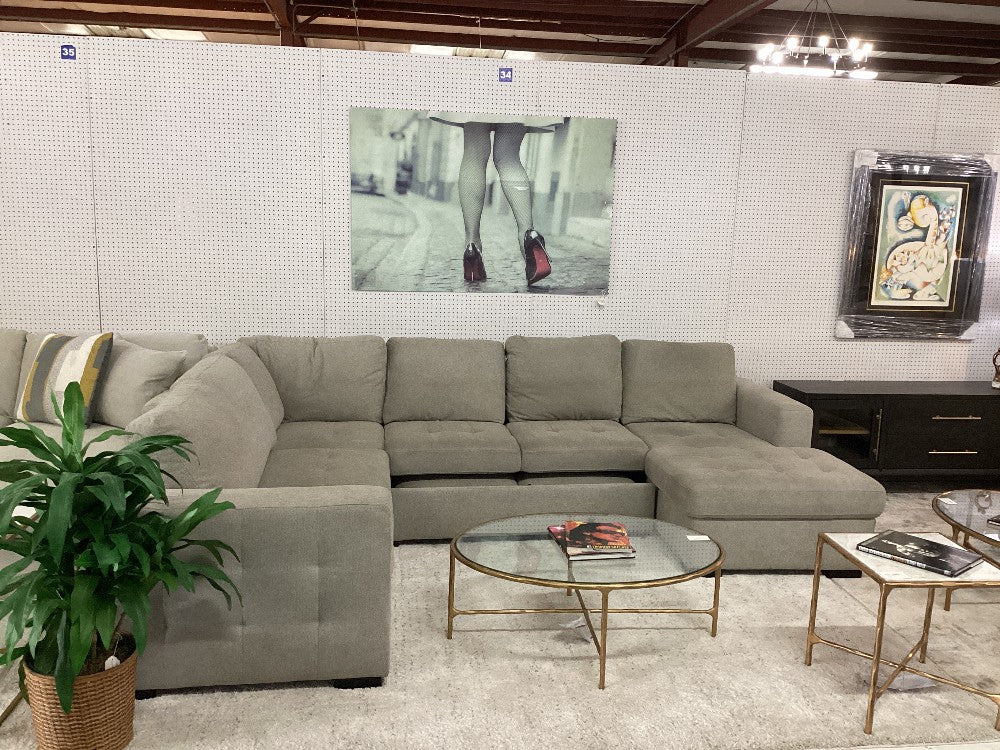 Grey Sectional w/ Storage and Trundle Bed|4844