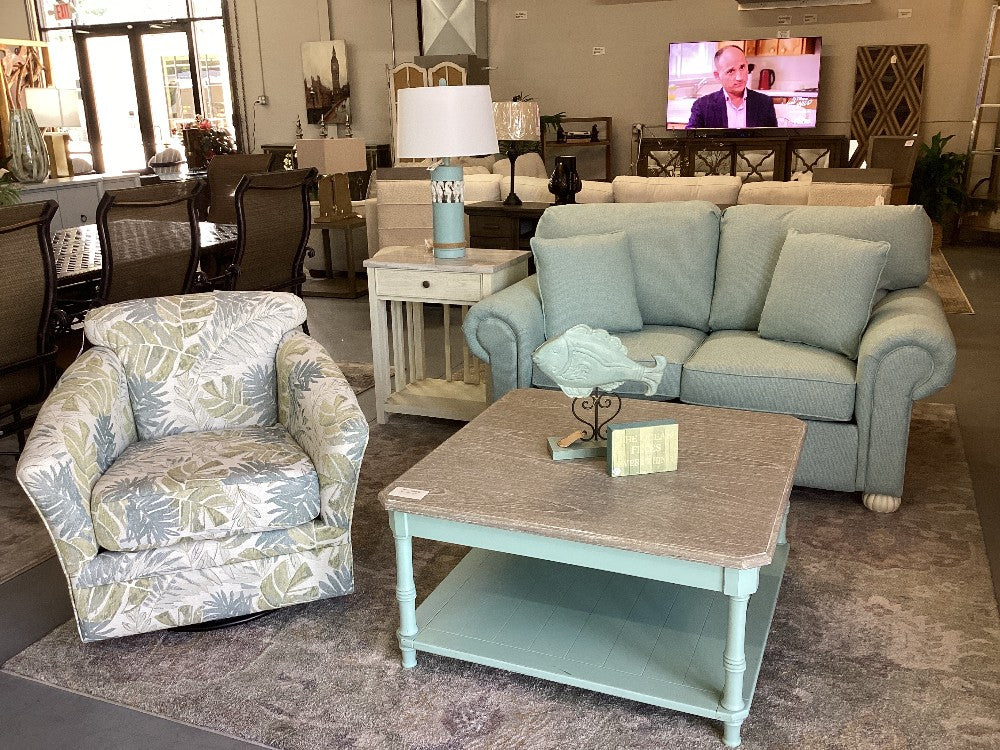 Teal Fabric loveseat|4919