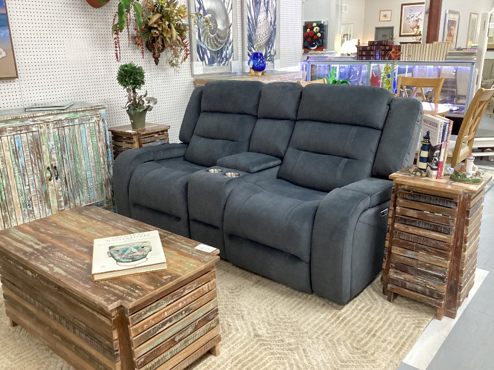 Fabric electric reclining loveseat with cup holder|5135
