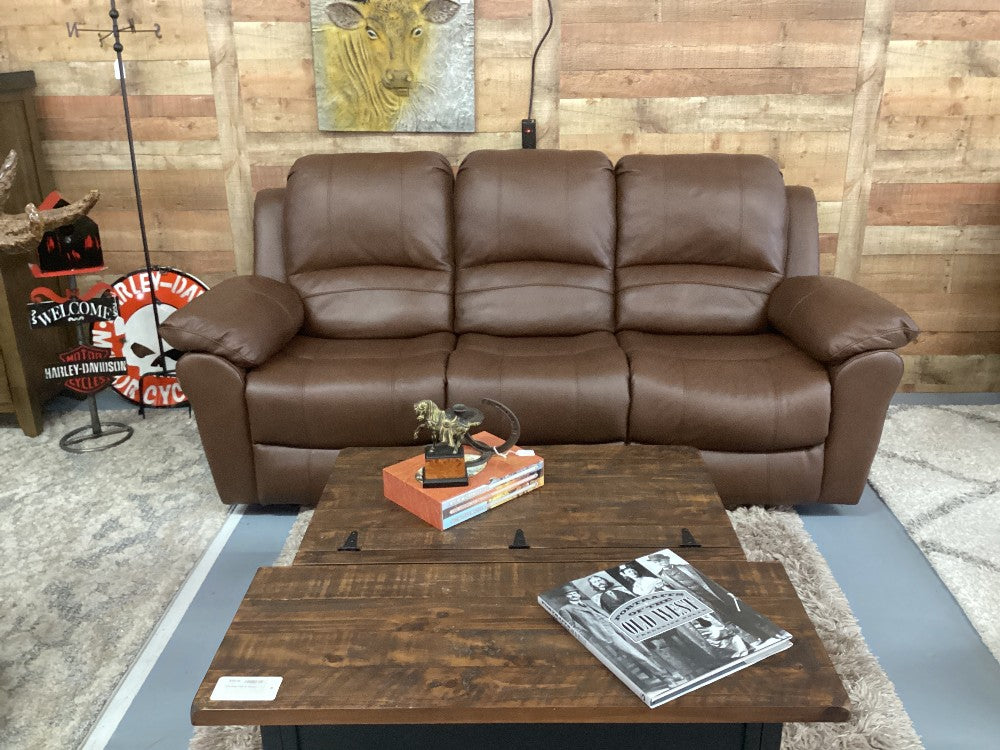 Brown leather electric reclining sofa|5170