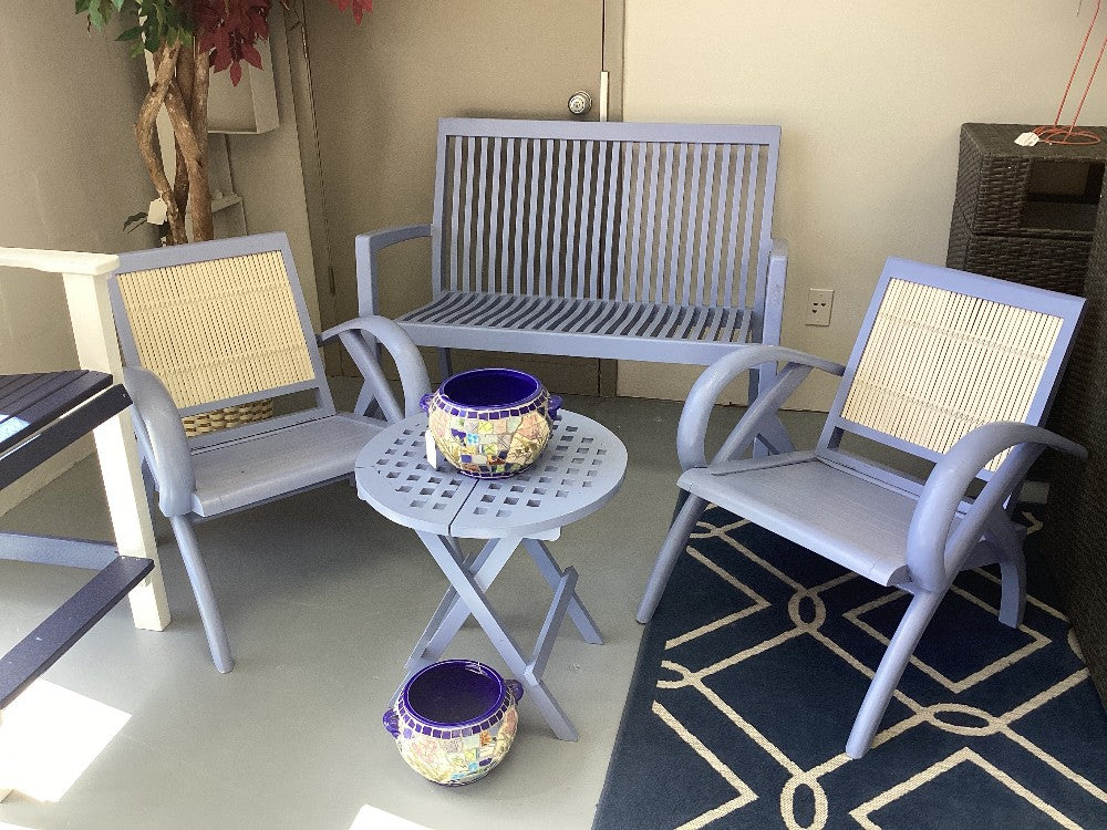 Blue wood patio set|5191
