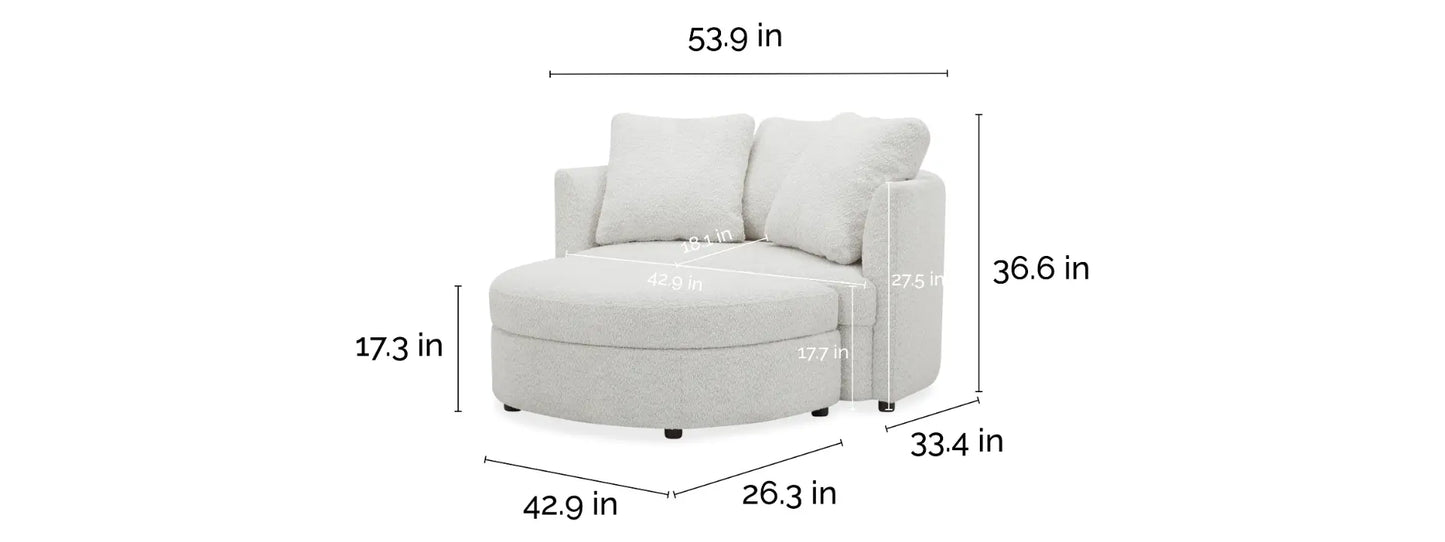Holley Oversized Fabric Accent Chair with Storage Ottoman