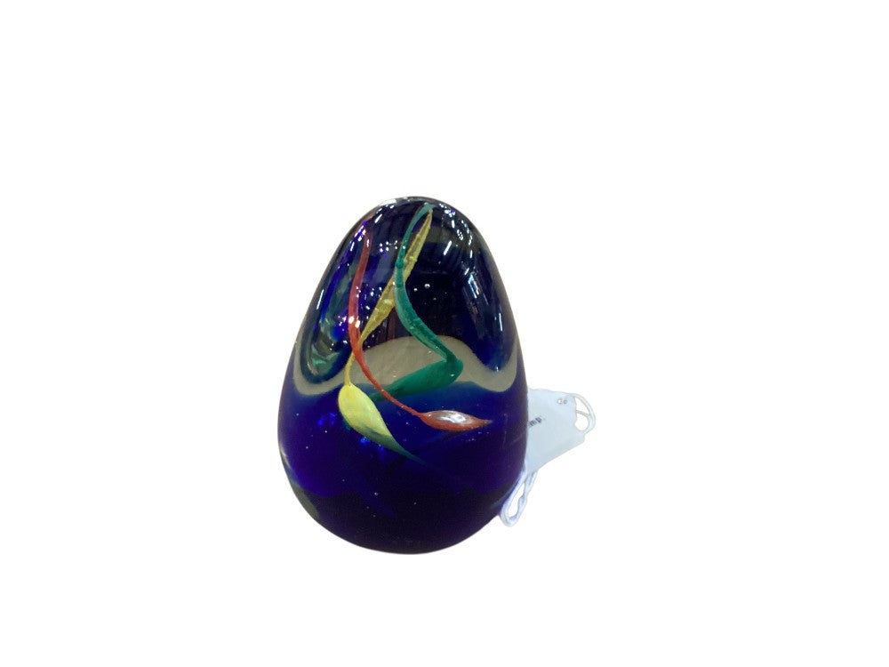 Paperweight w/ dark blue & colored swirl|2971