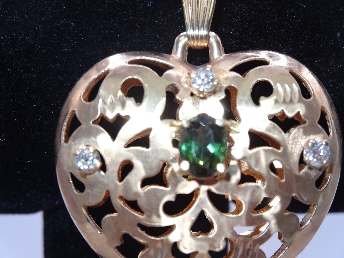 Puff Heart Diamond and Sapphire Pendant