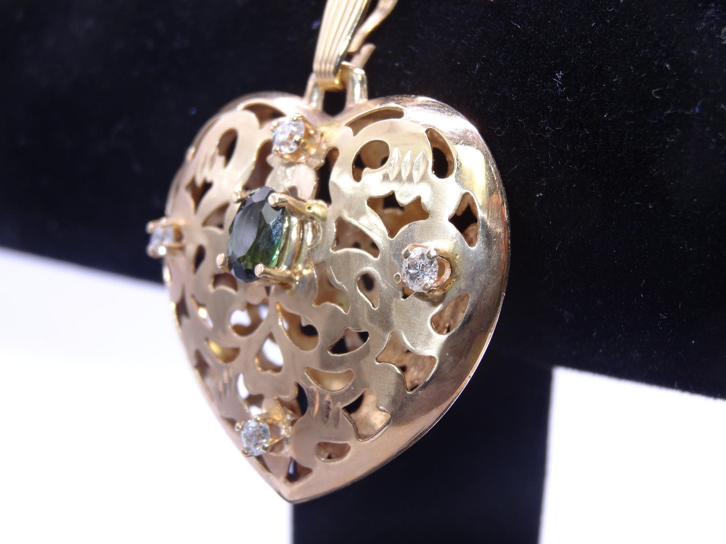Puff Heart Diamond and Sapphire Pendant