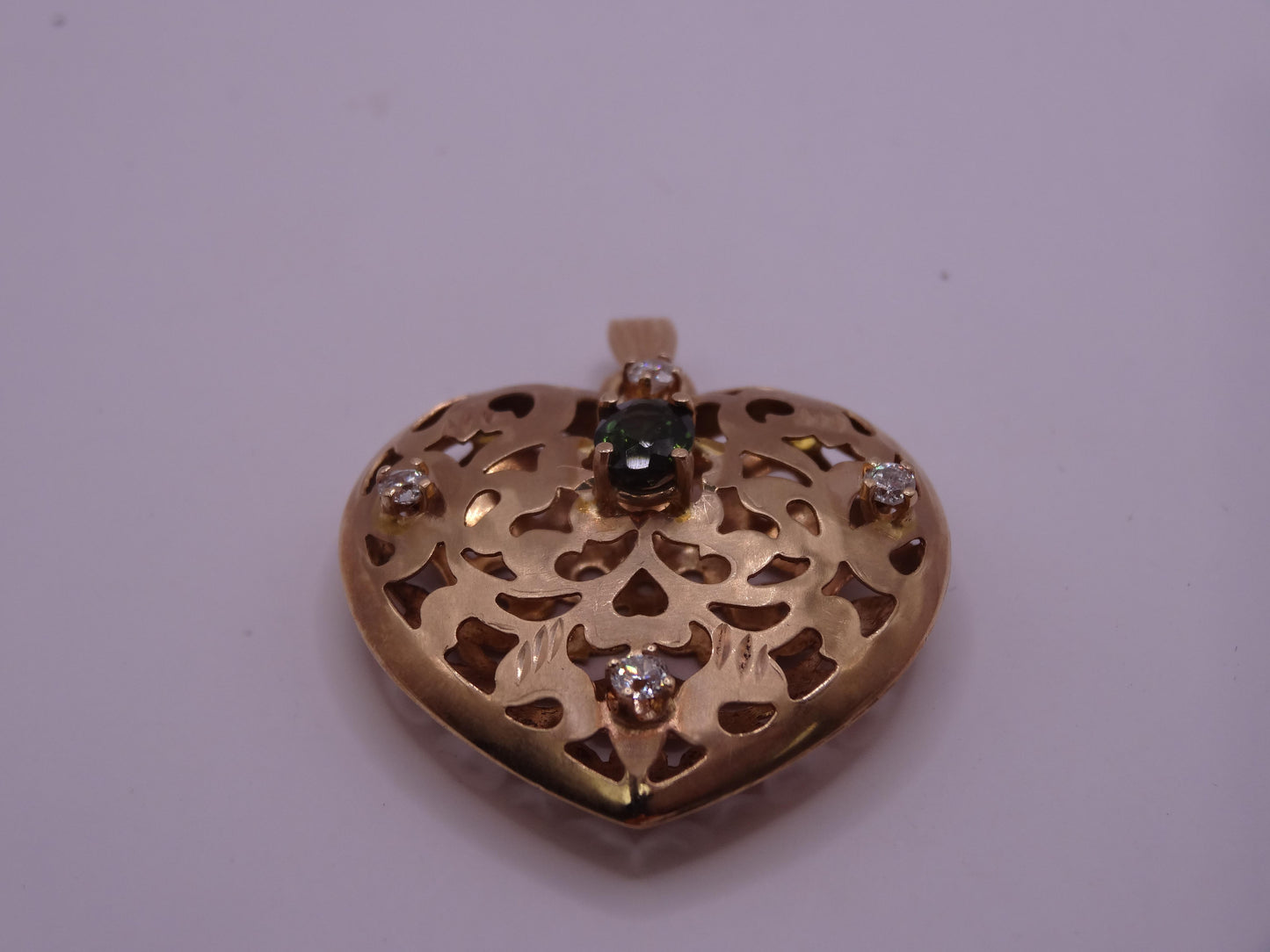 Puff Heart Diamond and Sapphire Pendant