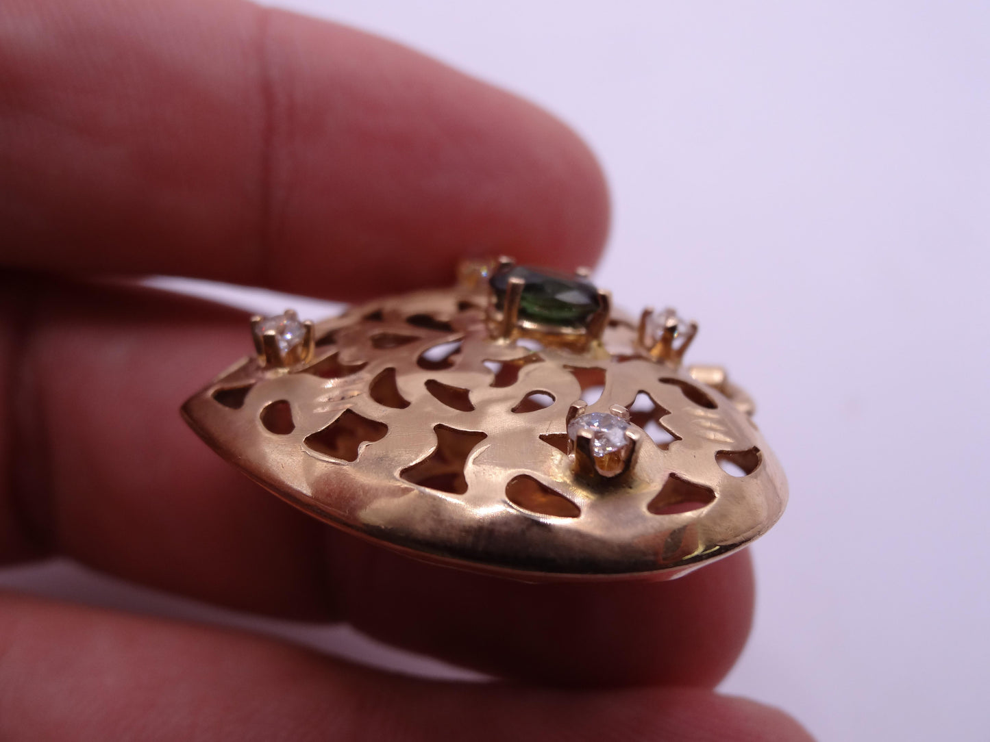 Puff Heart Diamond and Sapphire Pendant
