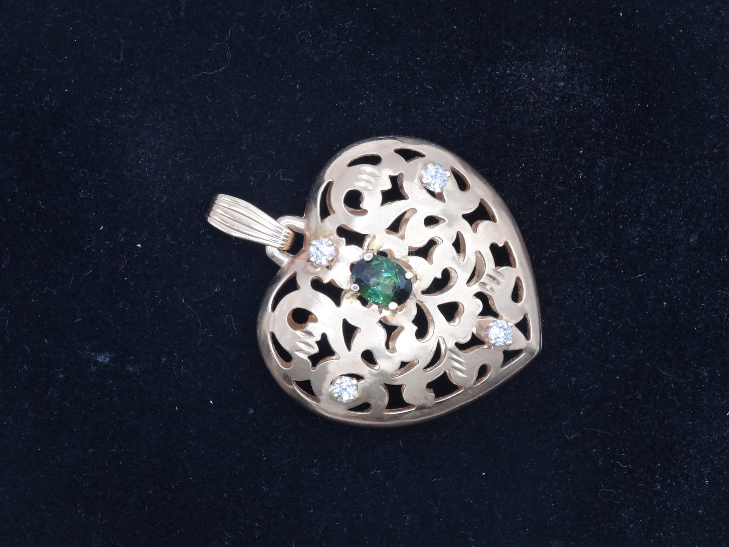 Puff Heart Diamond and Sapphire Pendant