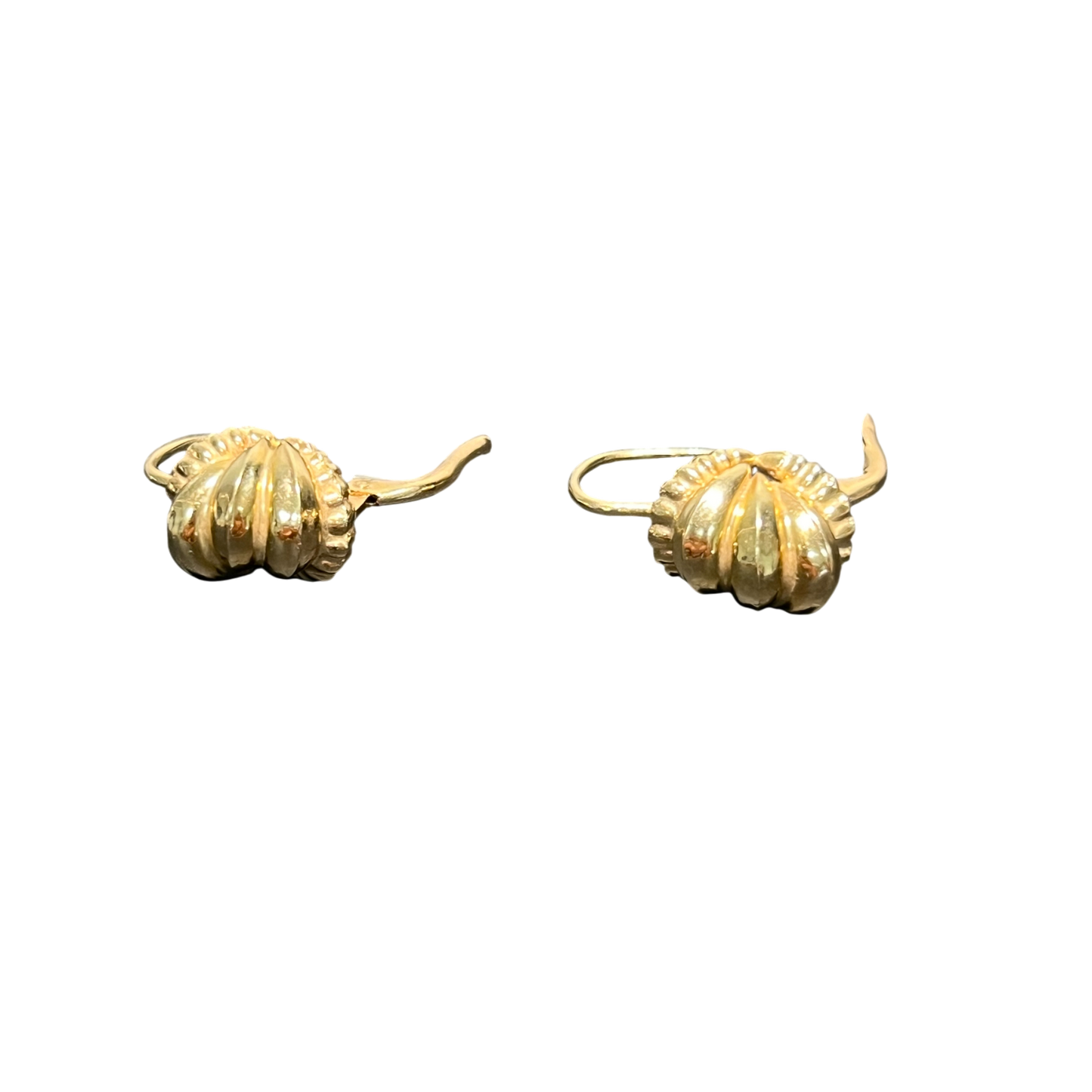 14k Gold Shell Earrings - Italian Made, Lever-Back Closure