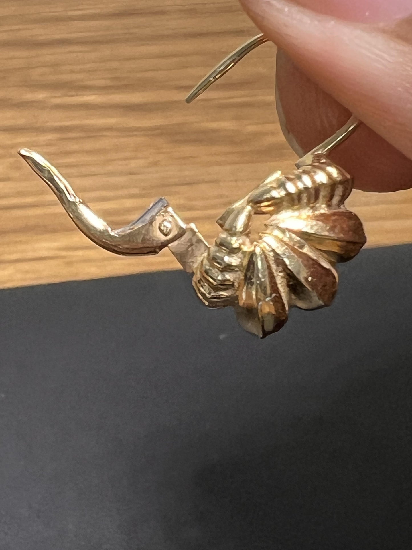 14k Gold Shell Earrings - Italian Made, Lever-Back Closure