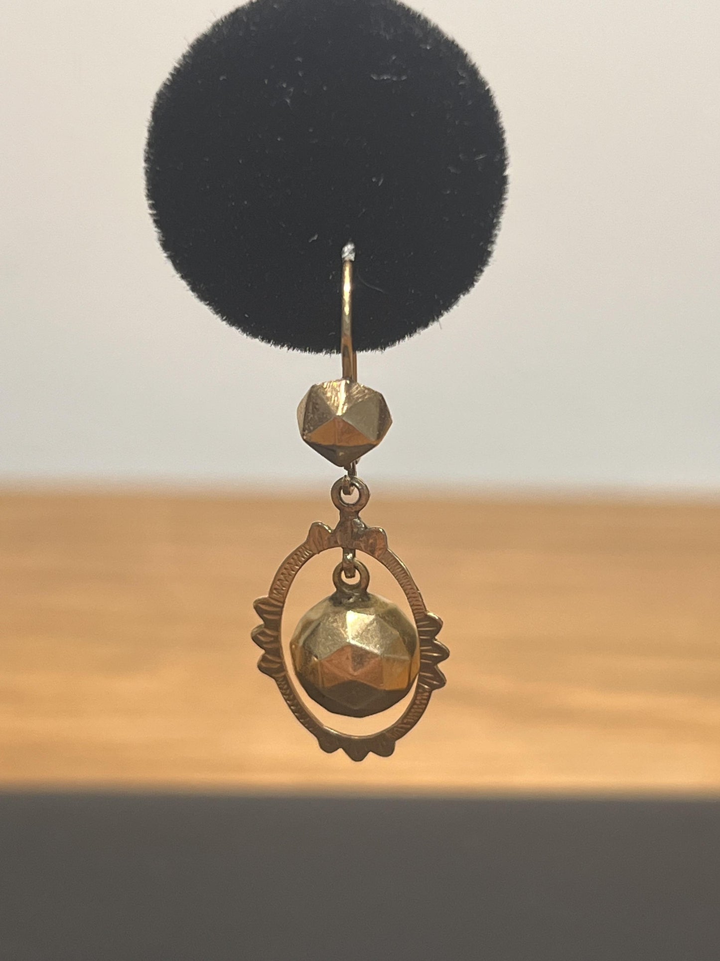 14k Gold Drop Earrings with Faceted Ball Dangles
