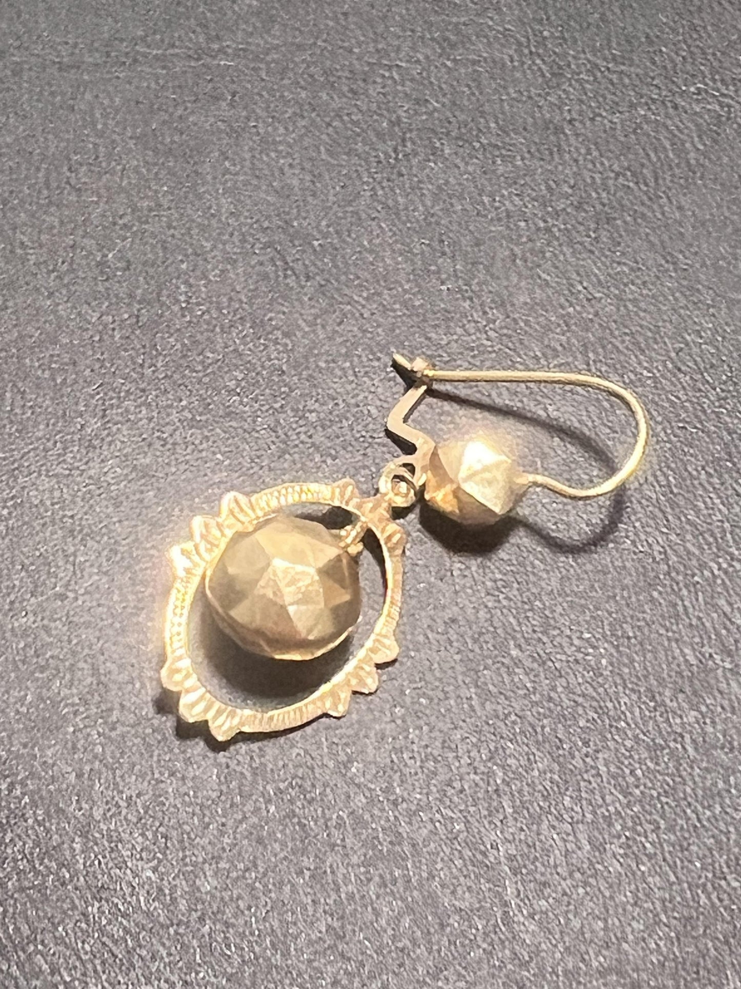 14k Gold Drop Earrings with Faceted Ball Dangles