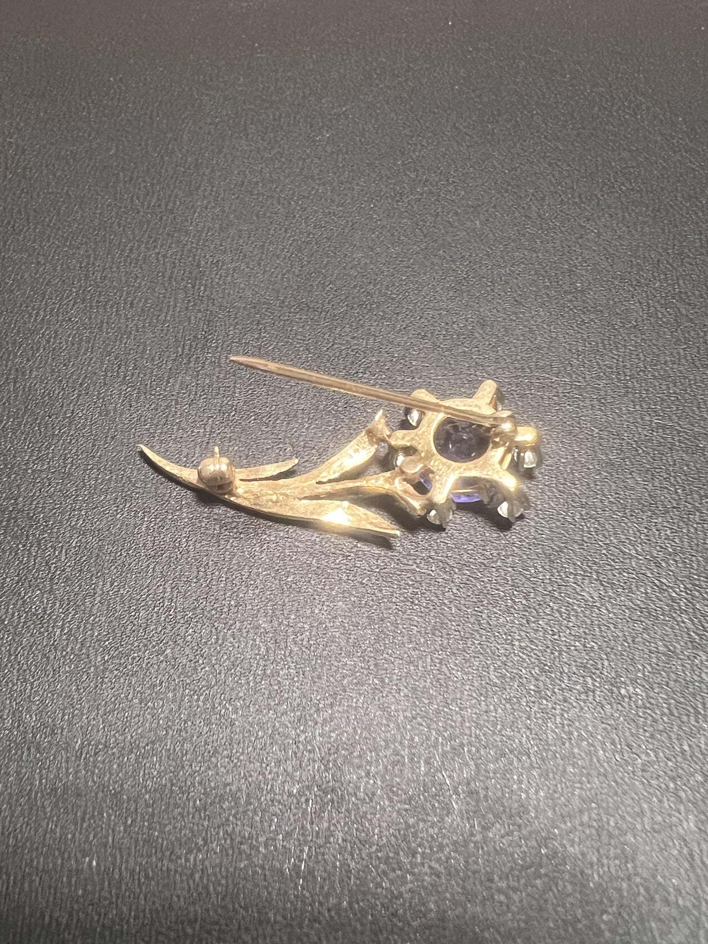 Tanzanite and Diamond 14k Gold Brooch