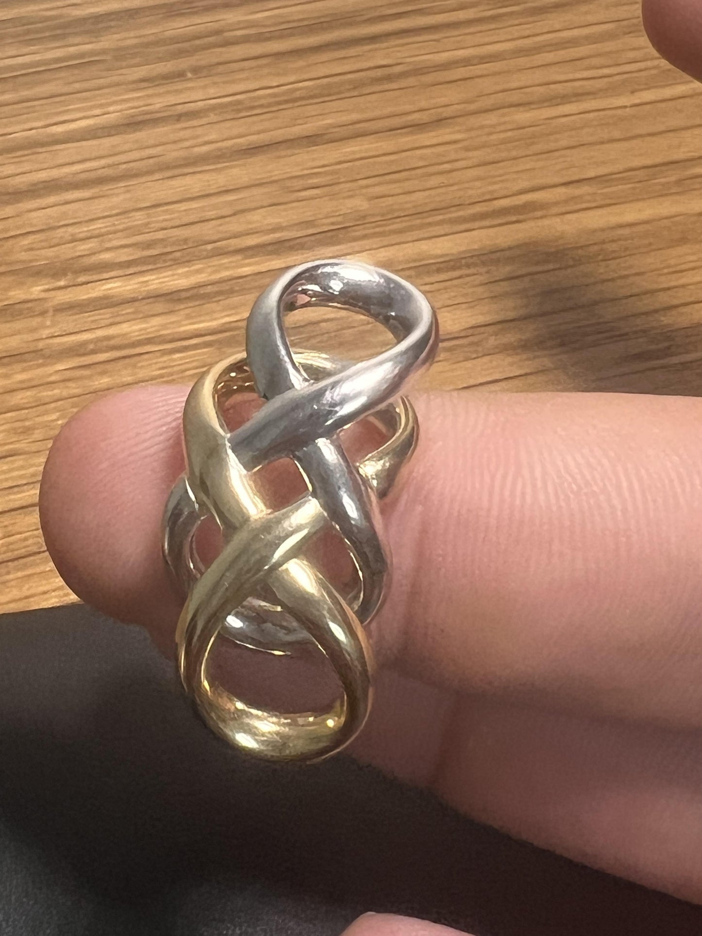 Vintage 14K Two-Tone Gold Twisted Love Knot Slide Pendant