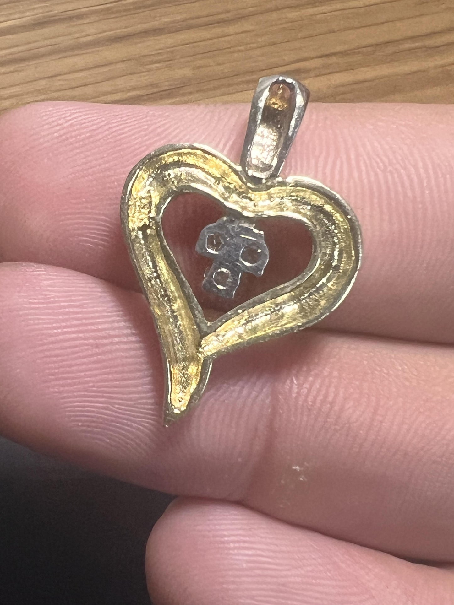 14k Gold Two Tone Heart Pendant