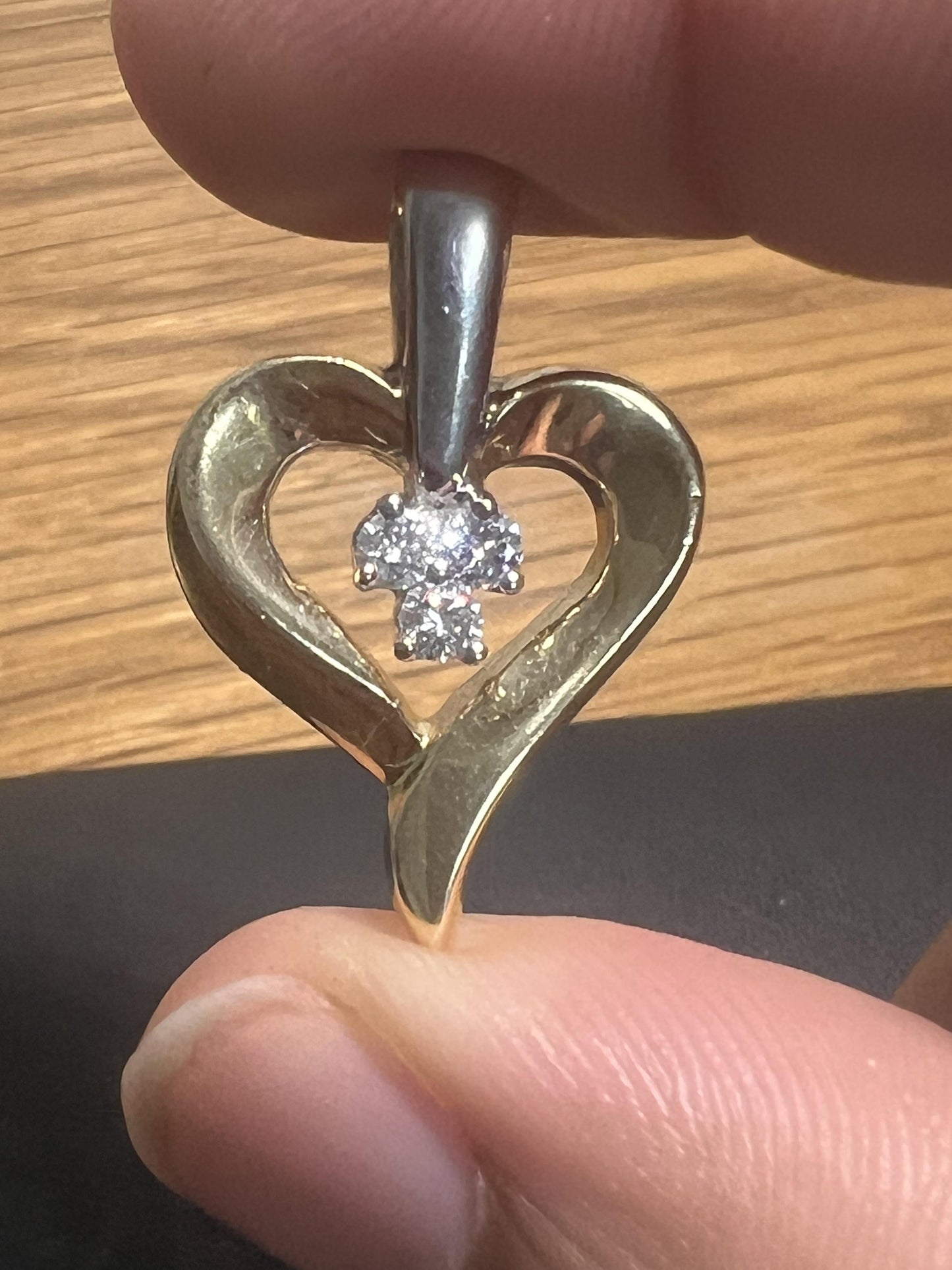 14k Gold Two Tone Heart Pendant