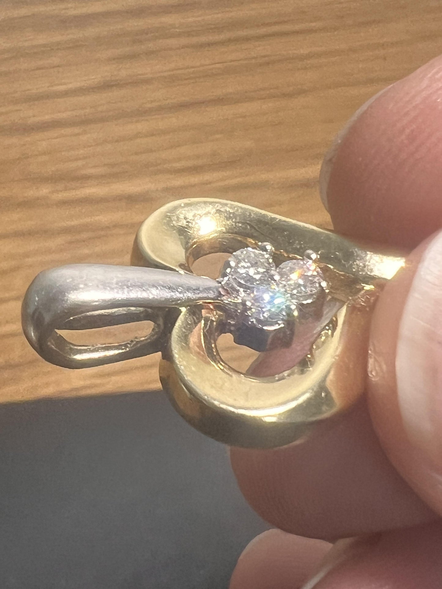 14k Gold Two Tone Heart Pendant
