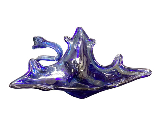 Cobalt blue swan centerpiece|2770