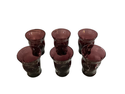 Purple decanter with 6 shot glasses|2954