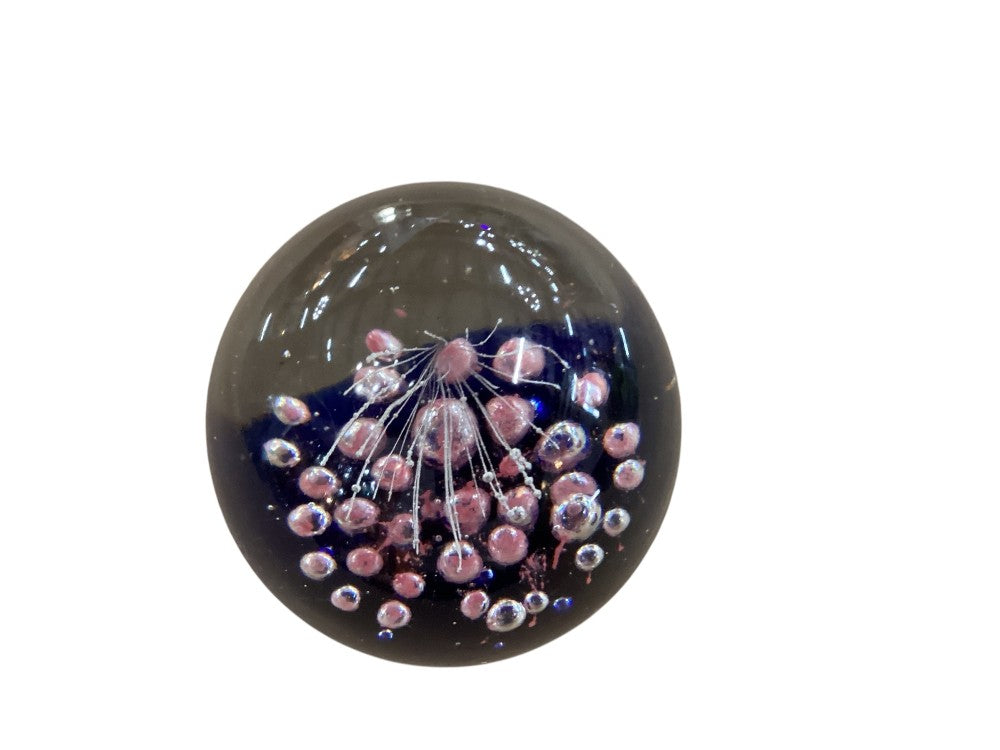 Pink bubble w/ blue base paperweight|2965