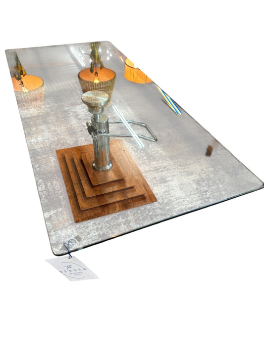 MCM Pump Glass Top Table|3030