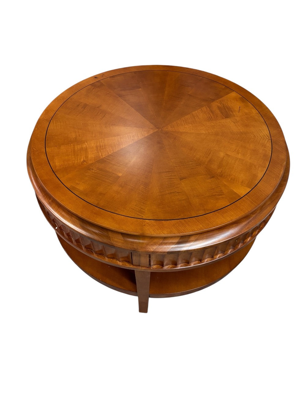 Round Wooden Coffee Table w/ Shelving|3064