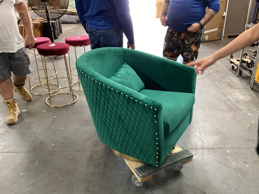 Green Velvet Barrel Chair|1274