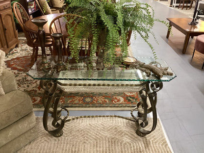 Glass top Stone/Metal Console|3128