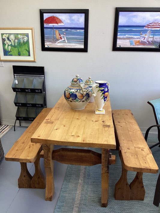 Wooden table with 2 bench seats|3204