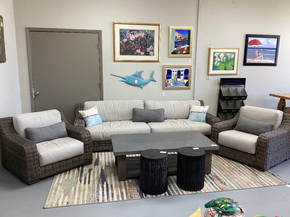 Sunbrella outdoor patio set couch and 2 chairs|3206