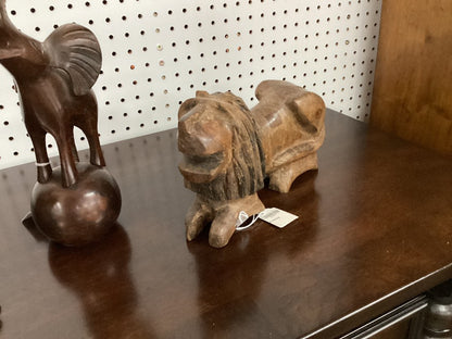 African lion wood carving|3315