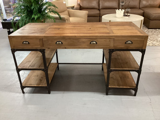 Industrial style wood and metal desk|3327