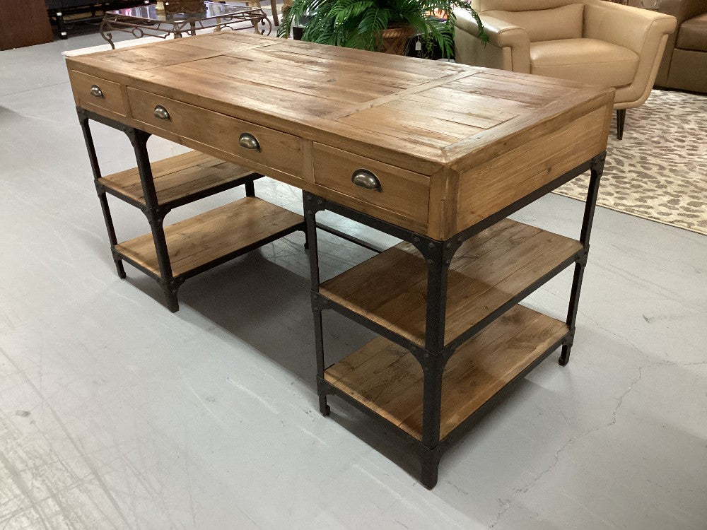 Industrial style wood and metal desk|3328