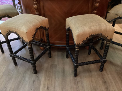 4 burlap barstools|3361